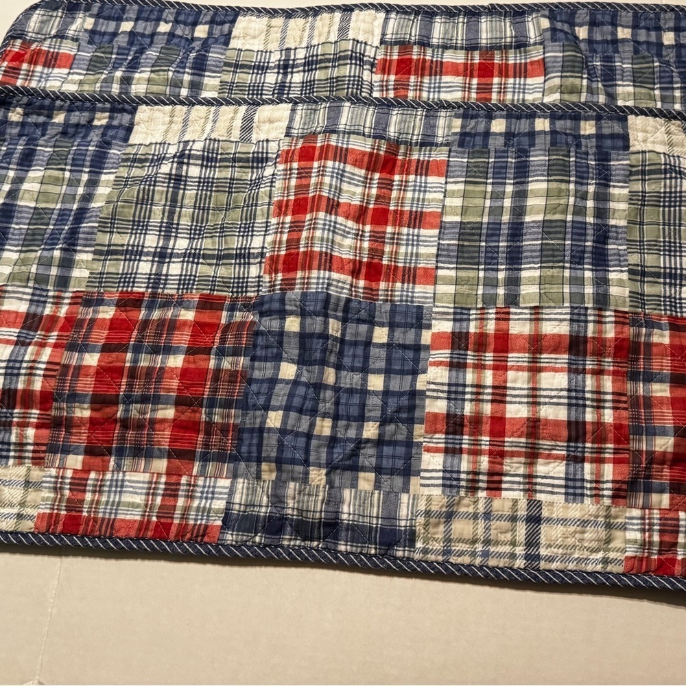 Nautica Pillow Shams Set Of 2 King Quilted Patchwork Floral Cotton Linen Blend